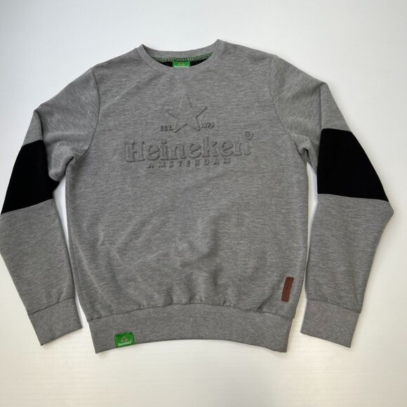 Heineken Sweatshirt Men Medium Embossed Logo Classic Jumper Work Party Core Ex - Picture 1 of 15